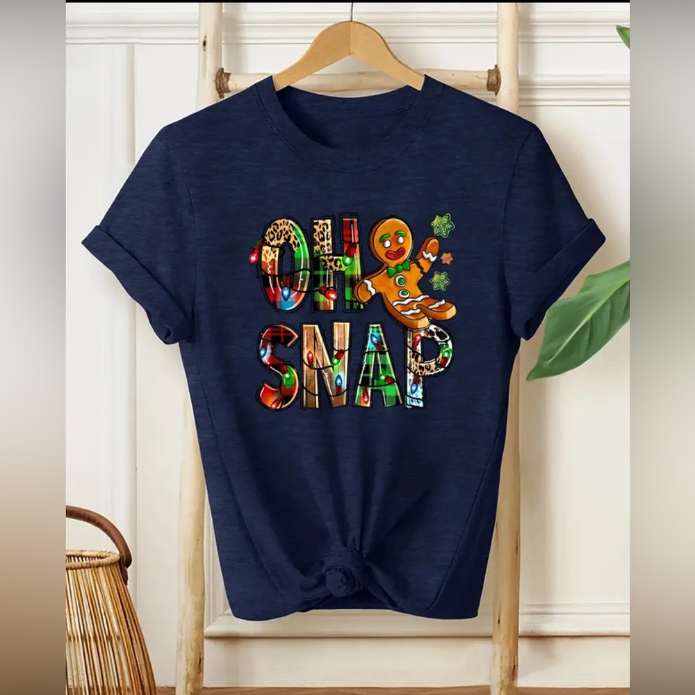 Women’s Oh Snap gingerbread man graphic holiday t shirt size XXL